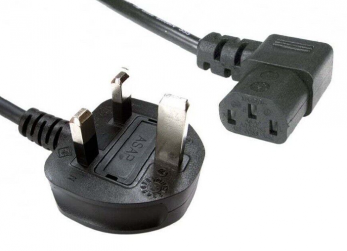 UK Plug to IEC 13 Plug Angled
